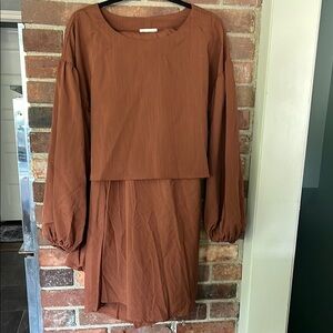 Elegant Brown Shirt & High Waist Skirt